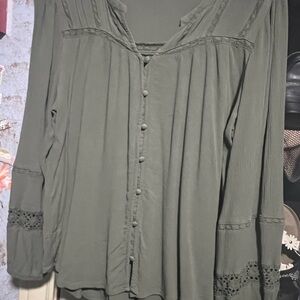 Maurices Forest Green Button-Down Blouse